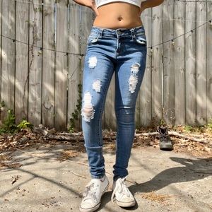 Blue Asphalt Ripped Skinny Jeans